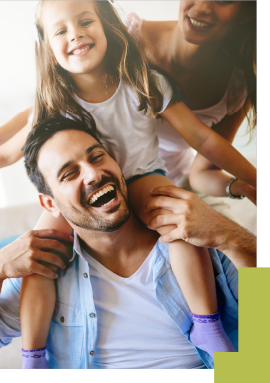 Happy family playing inside
